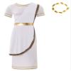 LiiYii Toga Costume for Mens Ancient Greek God Togas Halloween Party Roman Short Sleeves Robe with Wreath White Small view 3