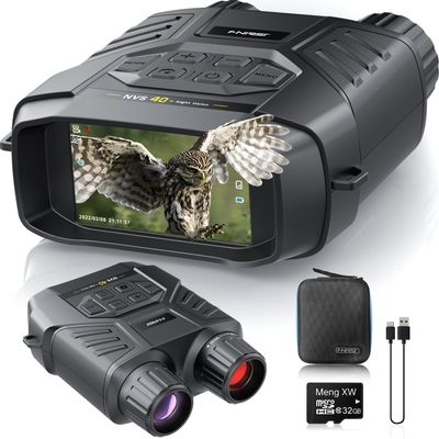 FNIRSI NVS40 4K Night Vision Goggles, for Dad Man Adult, Night Vision Binoculars with 4K Video 36M Photos, 32GB SD Card, 3" HD Screen Digital Infrared Binoculars for Day and Night