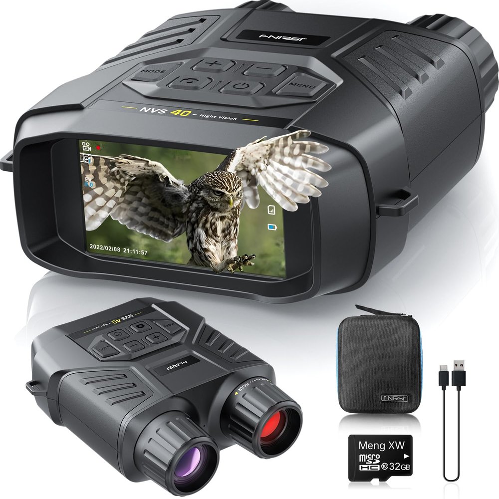 FNIRSI NVS40 4K Night Vision Goggles, for Dad Man Adult, Night Vision Binoculars with 4K Video 36M Photos, 32GB SD Card, 3" HD Screen Digital Infrared Binoculars for Day and Night