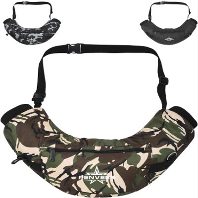 Penveer Hunting Hand Warmer Pouch  Water-Resistant Hand Muff with Adjustable Waist Strap, Ribbed Cuffs & Zipper Pocket for Cold Weather Hunting, Camping & Shooting (Green Camo Adult)