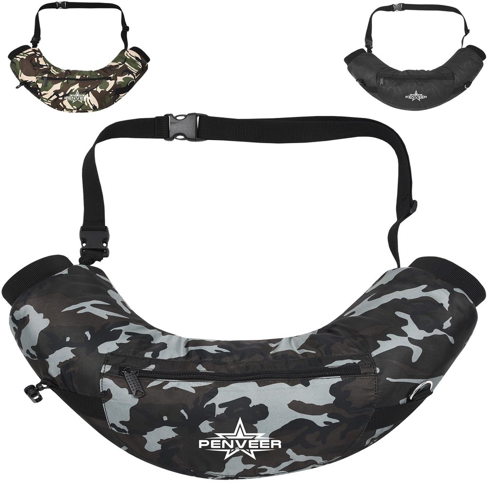Penveer Hunting Hand Warmer Pouch Water-Resistant Hand Muff with Adjustable Waist Strap, Ribbed Cuffs & Zipper Pocket for Cold Weather Hunting, Camping & Shooting (Grey Camo Adult)