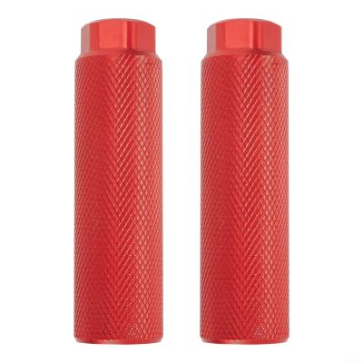 1 Pair Bike Pedal Pegs Aluminum Alloy Anti-Skid Foot Pegs for 3/8 inch Front and Rear Bike Axles(red)