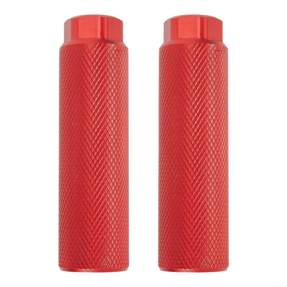 1 Pair Bike Pedal Pegs Aluminum Alloy Anti-Skid Foot Pegs for 3/8 inch Front and Rear Bike Axles(red)