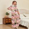 Ekouaer Silk Satin Pajamas Set Women Short Sleeve Pj Sets Button Down Sleepwear 2 Piece Soft Loungewear,Pink Tiger,XL view 3