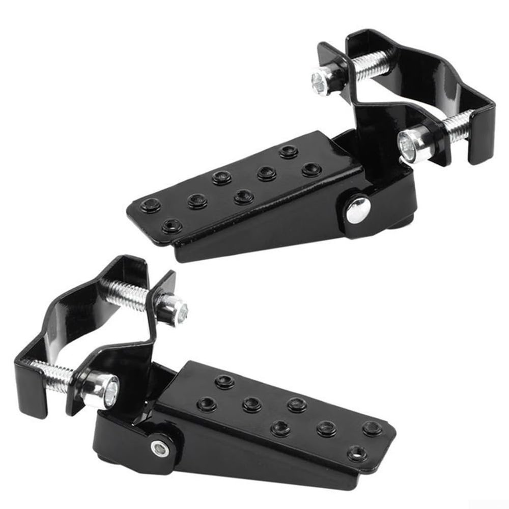 1 Pair Bike Foot Pedal, Steel Foldable Foot Step Peg for 24mm-38mm diameter Bicycle Fork (Black)
