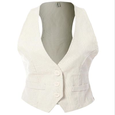 Design by Olivia Women's Racerback Pinstripe Tuxedo Suit Vest Waistcoat Stripe White/Black S