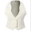 Design by Olivia Women's Racerback Pinstripe Tuxedo Suit Vest Waistcoat Stripe White/Black S view 1