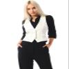 Design by Olivia Women's Racerback Pinstripe Tuxedo Suit Vest Waistcoat Stripe White/Black S view 4