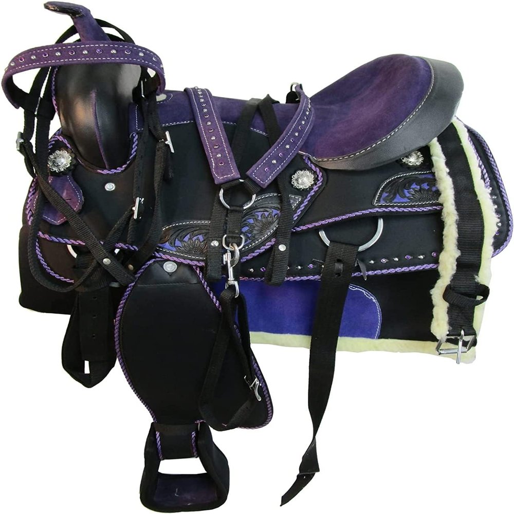 AD Saddlery Classic Western Barrel Racing Handmade Synthetic Cordura Horse Saddle Lightweight Barrel Racing Saddle Trail Tack Equestrian Horse Saddle Tack Size 10" to 18" inches SS49 (17.5)