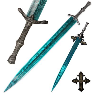 47" Ludwig Sword Full Metal Lengthen Stainless Steel Blade,Moonlight Cursed Holy Sword with Pegboard,for Diaplay,Collection,Gift,Home Decor