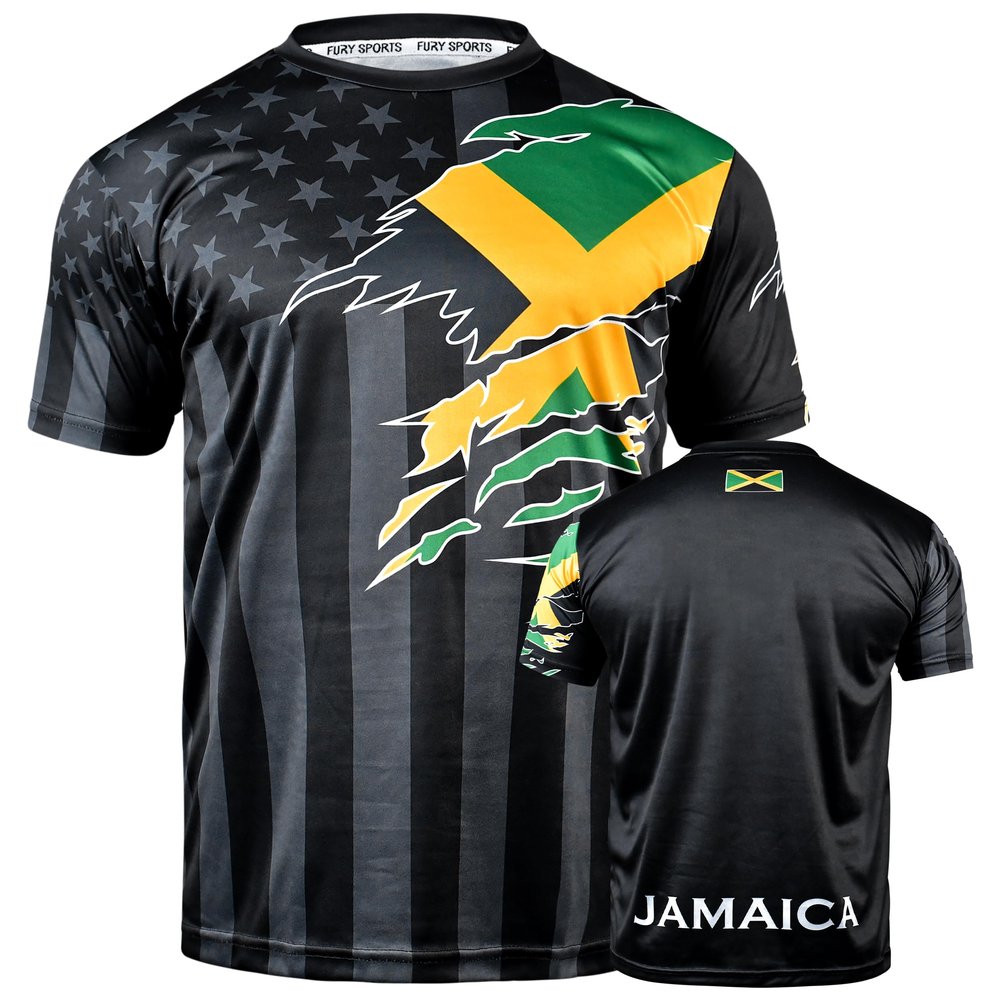 fox & fury Soccer Jersey for Mexico, Colombia, Cuba, Peru, Guatemala, Brazil, Honduras, El Salvador, Venezuela, Jamaica, Haiti (US, Alpha, X-Large, Regular, Regular, Jamaica)