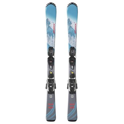 Nordica Team G Kids All Mountain Skis, Blue / Grey / Pink, 90cm w/ JR 4.5 FDT Bindings