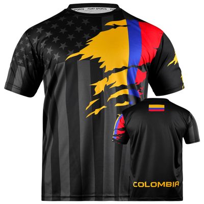 fox & fury Soccer Jersey for Mexico, Colombia, Cuba, Peru, Guatemala, Brazil, Honduras, El Salvador, Venezuela, Jamaica, Haiti (US, Alpha, Small, Regular, Regular, Colombia)