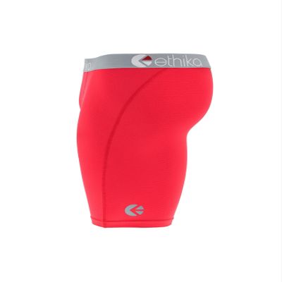 Ethika Boy's Staple Boxer Briefs, Soft 4-Way Stretch, No Ride-Up Fit - MM Red (NRD, L)