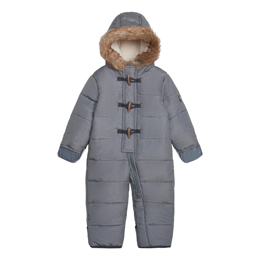 OshKosh Bgosh Baby Boys Hooded Snowsuit with Faux Fur Trim Warm Winter One-Piece for Kids, Grey, 6/9 Months