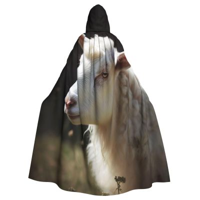 HCBPWVQA Unisex Full Length Halloween Hooded Cloak Sheep Hooded Robe Witch Cape for Halloween Cosplay Costume