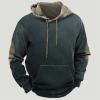 Akklian Vintage Fleece Hoodies for Men, Mens Fall Fashion Patchwork Sweatshirts Casual Drawstring Tops Pullover with Pockets view 2