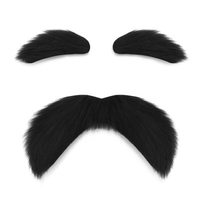 Black Mustache and Eyebrows, Novelty Cosplay Costume Accessories, Reusable Stick-on Fake Beard Mustaches Bushy Eyebrows for Dressup Day Halloween Party Favors Men Women
