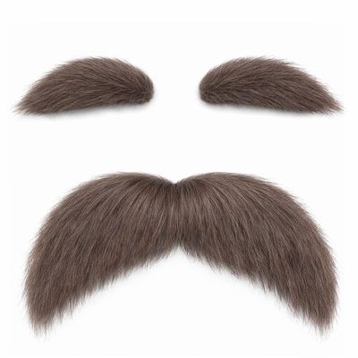 Brown Mustache and Eyebrows, Novelty Cosplay Costume Accessories, Reusable Stick-on Fake Beard Mustaches Bushy Eyebrows for Dressup Day Halloween Party Favors Men Women
