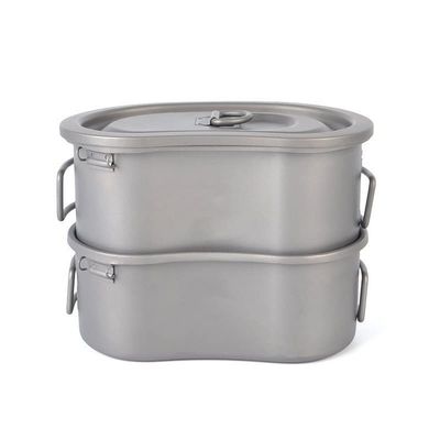 JKSVTF Outdoor Camping Folding Pure Titanium Lunch Box Two-Piece Set (2pcs/Set)