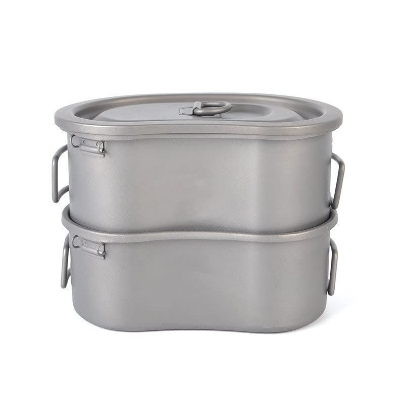 JKSVTF Outdoor Camping Folding Pure Titanium Lunch Box Two-Piece Set (2pcs/Set)