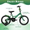 Falomin 14/16/18 Inch Childrens Bike for Toddlers Kids Ages 3-9, Safe Non-Slip Tires, Removable Training Wheels, Coaster Brake, Easy Assembly, Perfect for Boys and Girls, Green view 4