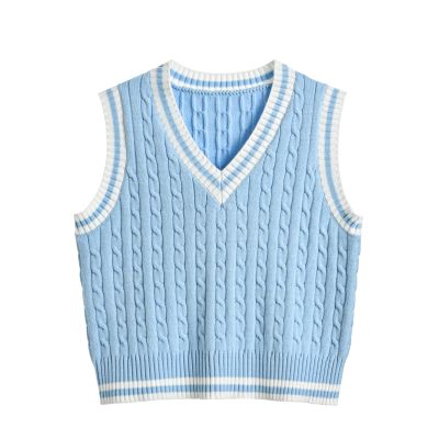 Hyipels Women's Sweater Vest,Y2K Sleeveless Pattern Preppy Style Knitted Crop Tank Top for Girl