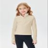Haloumoning Girls Half Zip Pullover Sweatshirt Long Sleeve Workout Shirts Mock Neck Athletic Cropped Tops Beige view 3