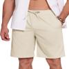 COOFANDY Men's Summer Beach Shorts Stretch Waistband Big and Tall Shorts with Pockets Light Khaki view 1