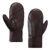 MGGMOKAY Women Leather Mittens Shearling Sheepskin Fur Lined Winter Mitten Gloves,Brown,XL view 2