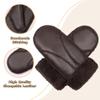MGGMOKAY Women Leather Mittens Shearling Sheepskin Fur Lined Winter Mitten Gloves,Brown,XL view 3