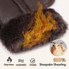 MGGMOKAY Women Leather Mittens Shearling Sheepskin Fur Lined Winter Mitten Gloves,Brown,XL view 4