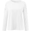 Lace Crochet Tops for Women Flowy Oversized Tshirts Ladies Long Sleeve Round Neck T-Shirt Loose Fit BlouseWhite, XL view 3