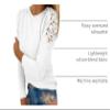 Lace Crochet Tops for Women Flowy Oversized Tshirts Ladies Long Sleeve Round Neck T-Shirt Loose Fit BlouseWhite, XL view 4