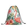 Beautiful Flamingo Gymnastic Grip Bag Tropical Flowers Drawstring Bag for Holiday Gym Beach Dance view 2