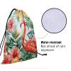 Beautiful Flamingo Gymnastic Grip Bag Tropical Flowers Drawstring Bag for Holiday Gym Beach Dance view 4