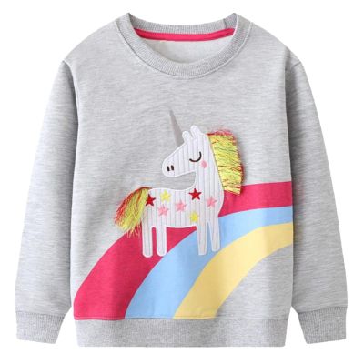 Girls Sweaters Size 6 Unicorn Sweatshirt Kids Rainbow Long Sleeve Shirt.