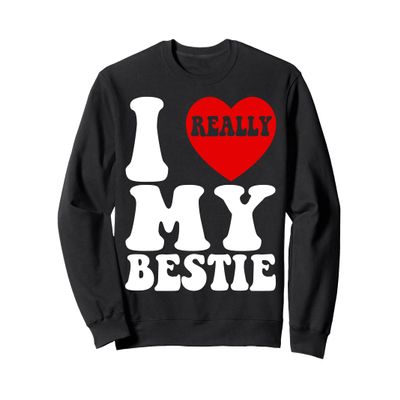 I Love My Bestie Best Friend Matching Couple Twin Day Heart Sweatshirt