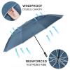 G4Free 54 Inch Windproof Inverted Umbrella with Reflective Stripe, Large Compact Reverse Golf Travel Umbrella for Rain 10 Ribs Double Canopy Automatic Open Close(Blue) view 3