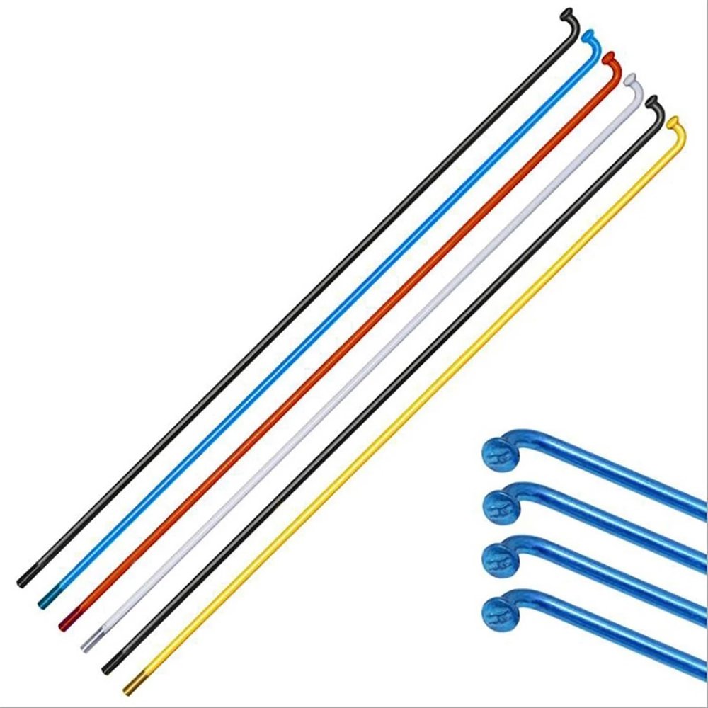 USZHANGXIANG 14G Fit for Bicycle 36pcs Spokes Wire with Nipples for 26/27.5/29 Inch Wheel Road Bike 45# Steel High Strength Rainbow Spoke(261mm red)