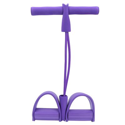 2 Tube Foot Pedal Pull Rope, Elastic Leg Puller for SitUp Abdominal Fitness Training, Lightweight Portable Fitness Equipment Latex Tubes, Yellow Purple Options (Purple)