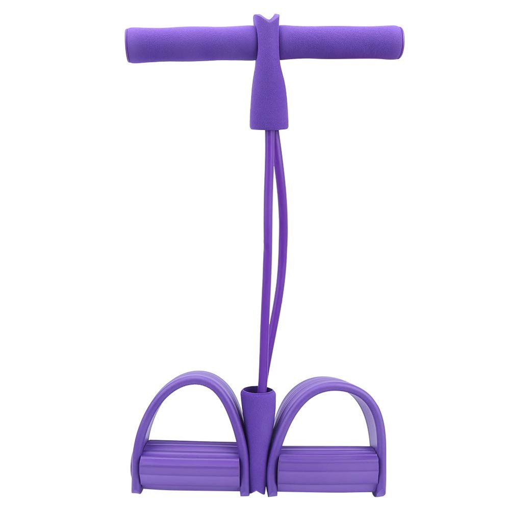 2 Tube Foot Pedal Pull Rope, Elastic Leg Puller for SitUp Abdominal Fitness Training, Lightweight Portable Fitness Equipment Latex Tubes, Yellow Purple Options (Purple)