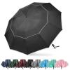 G4Free 54 Inch Windproof Inverted Umbrella with Reflective Stripe, Large Compact Reverse Golf Travel Umbrella for Rain 10 Ribs Double Canopy Automatic Open Close(Black) view 1
