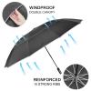G4Free 54 Inch Windproof Inverted Umbrella with Reflective Stripe, Large Compact Reverse Golf Travel Umbrella for Rain 10 Ribs Double Canopy Automatic Open Close(Black) view 3