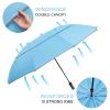 G4Free 54 Inch Windproof Inverted Umbrella with Reflective Stripe, Large Compact Reverse Golf Travel Umbrella for Rain 10 Ribs Double Canopy Automatic Open Close(Sky Blue) view 3