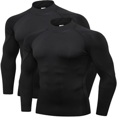 2/3 Pack Men's Compression Shirts Long Sleeve Workout Shirts Mock Turtleneck Athletic Base Layer Active Undershirts Tops