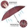 G4Free 54 Inch Windproof Inverted Umbrella with Reflective Stripe, Large Compact Reverse Golf Travel Umbrella for Rain 10 Ribs Double Canopy Automatic Open Close(Burgundy) view 3