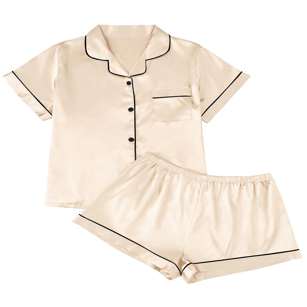 LILLUSORY Silk Satin Pajama Set for Women Summer Two Piece Fall Lounge Pjs