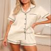 LILLUSORY Silk Satin Pajama Set for Women Summer Two Piece Fall Lounge Pjs view 2