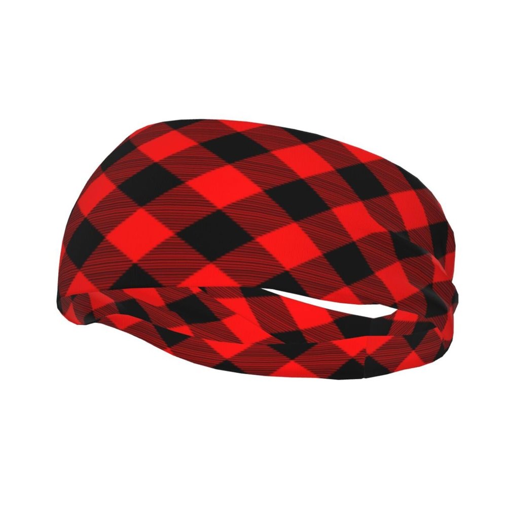 Christmas Checkered Plaid Headbands Non Slip Sweatband Fashion Hair Bands for Tennis,Basketball,Running,Gym,Working Out